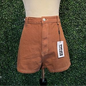 NWT Princess Polly High Waist Brown Denim Shorts Size 8
